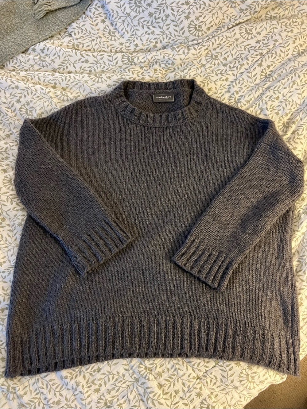 Wooden Ships by Paola Buendia Chunky Crewneck Sweater in Charcoal Gray S/M
